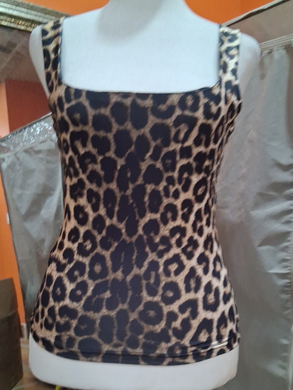 SHEIN Leopard Print Square Neck Tank Top - Brown & Black
